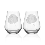Aspen Leaf 18oz Stemless Wine Tumbler Glass | Set of 2